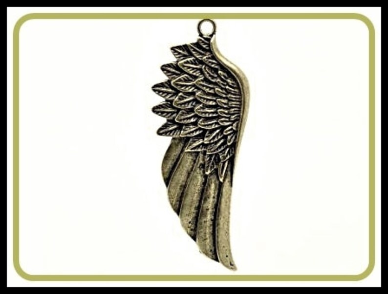 2 x Angel Wing Charm Pendant bronze antique A4 image 1