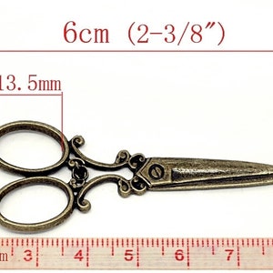 5 x Scissors Charm Pendant bronze antique A02 image 6