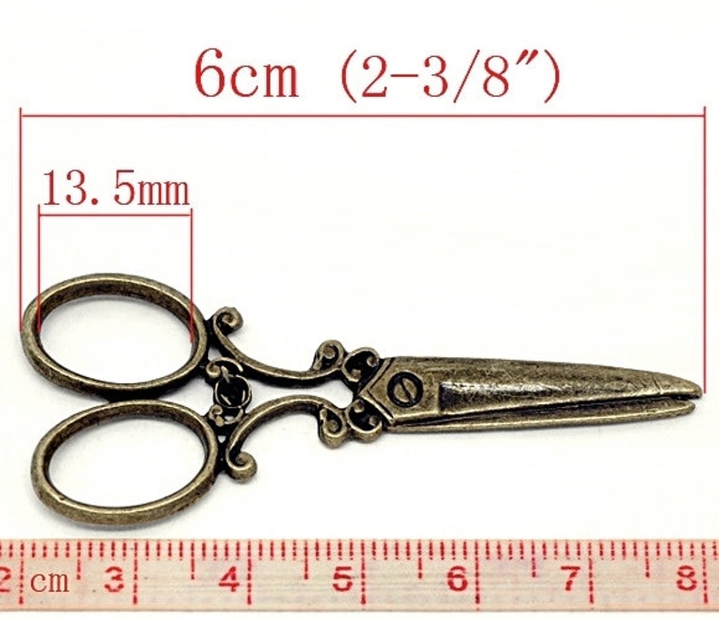 5 x Scissors Charm Pendant bronze antique A02 image 6