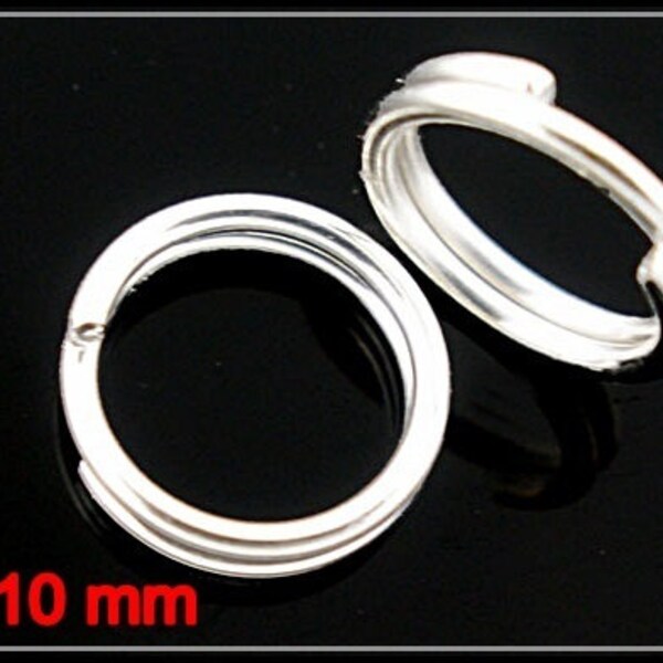 20, 50 or 100 x Silver-plated split rings 10 mm - R308S