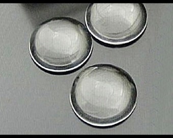 10 x Cabochons en verre clair  Ø 15 mm - CAB15