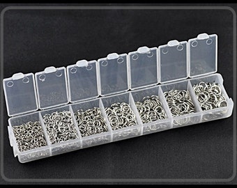 1500 parts dark silver colored beegeringen different sizes sorted in one box