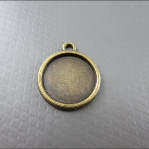 10x porte-assiettes rondes pendentifs pour cabochons avec rond Ø 12 mm, couleur bronze A51 image 2