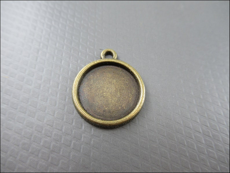 10x porte-assiettes rondes pendentifs pour cabochons avec rond Ø 12 mm, couleur bronze A51 image 2