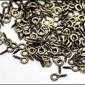 20 x Bronze Tone Screw Eyes Bails 8x4 SOE-01 image 3