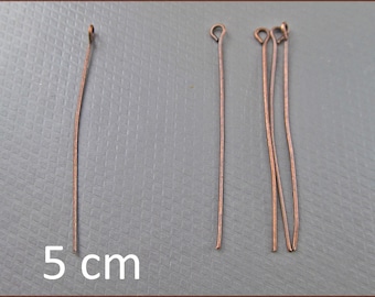 40 or 100 x chain pins / eyelet pencils copper-coloured 50 mm / 5 cm - S27