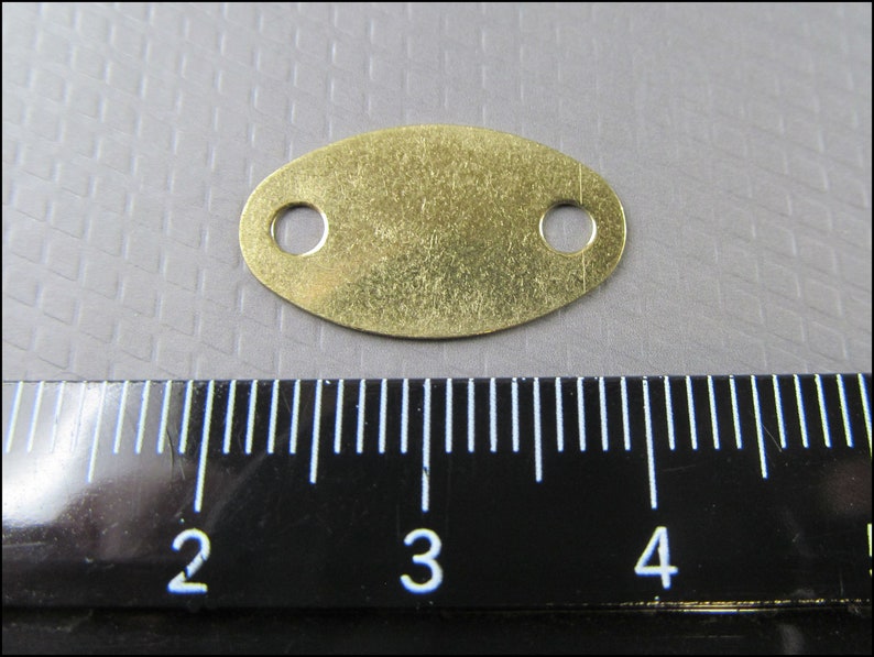 20 x oval plate with two holes, brass, A16 image 3