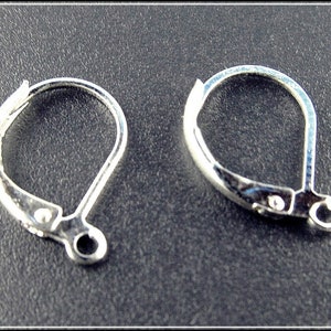 20 or 50 x Silver Earring Lever Back Hoop B10 image 1