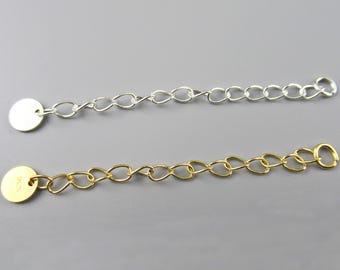 925 silver extension chain – real silver or 18K gold-plated with stamp plate