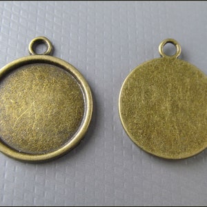 10 x Chain Pendant bronze round 20 mm A34 image 2
