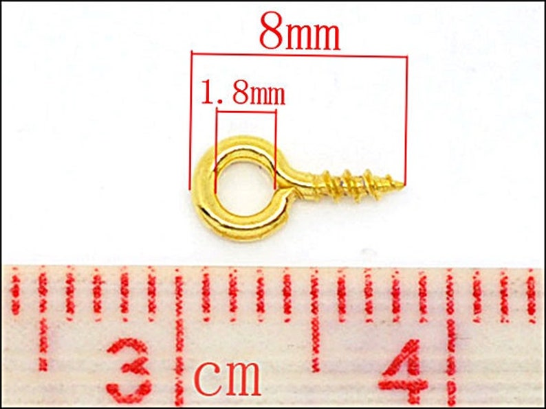 100 x Gold Plated Screw Eyes Bails 8x4 SOE-10 image 2