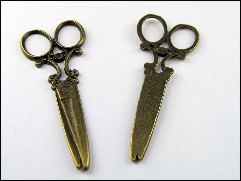 5 x Scissors Charm Pendant bronze antique A02 image 2