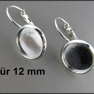 10x Round Earring French Clips Silver 12mm B50 image 2