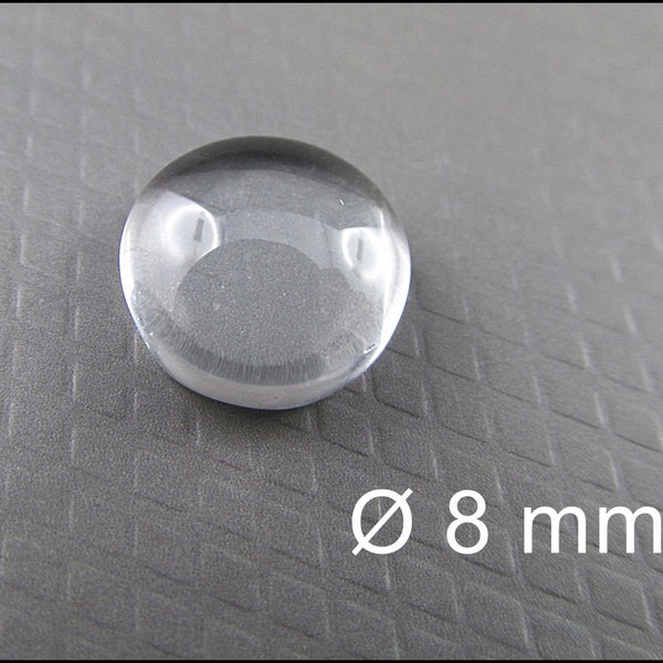 10 x  Ø 8 mm Glas Cabochons Halbperlen Klebeperle kreisrund Glas - CAB01