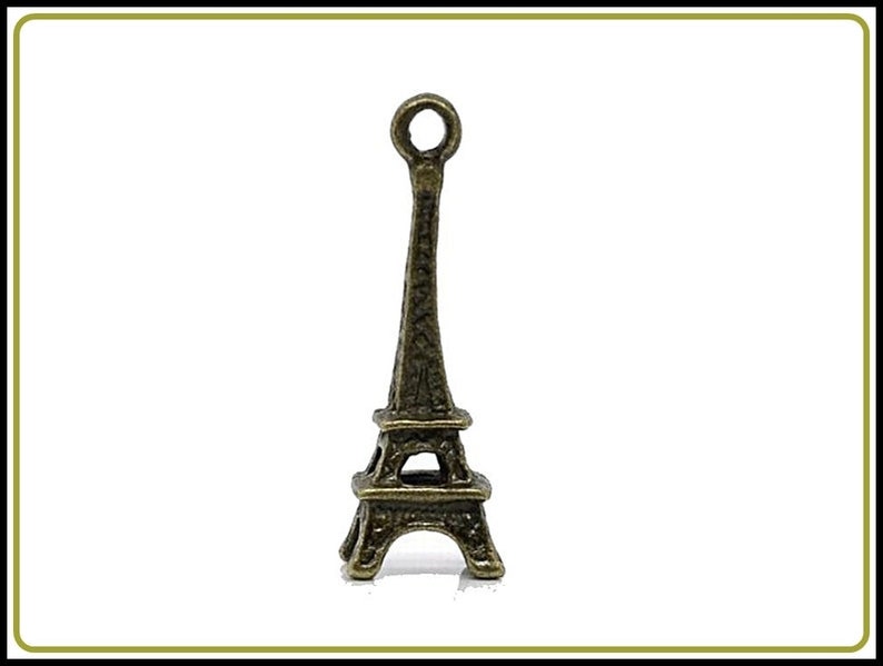 6 x Eiffel Tower Charm Pendant bronze image 1