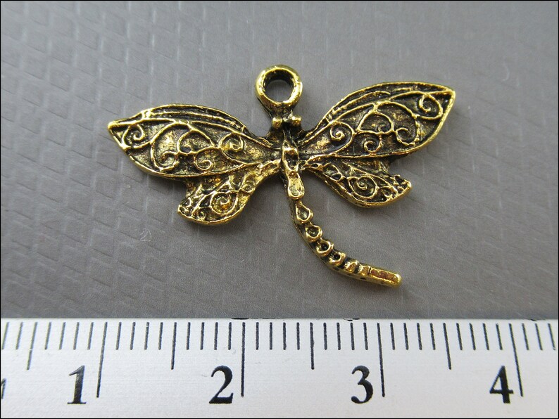 20x Dragonfly Charm Pendant bronze, silver or gold A54 image 8