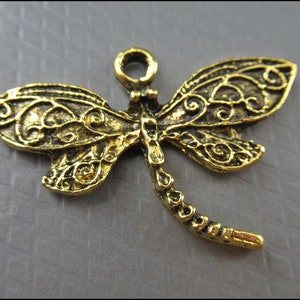 20x Dragonfly Charm Pendant bronze, silver or gold A54 image 4