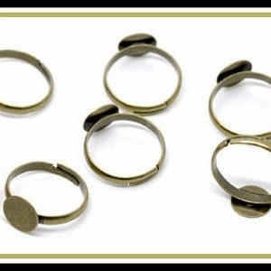 10x Ring Base Bronze adjustable with blank Glue-on image 2