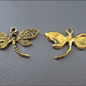 20x Dragonfly Charm Pendant bronze, silver or gold A54 image 7