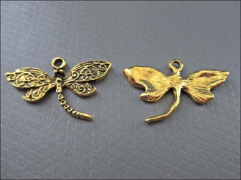 20x Dragonfly Charm Pendant bronze, silver or gold A54 image 7