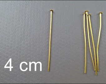 50x or 100 x Head Pins 40mm gold plated  - S29