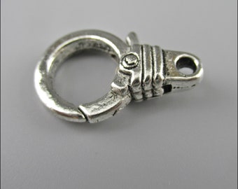 10x vintage silver-colored carabiner clasps Tibetan VER-23