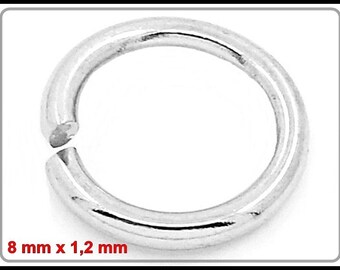 50x, 100x or 200 x silver colours Bending rings 8 mm open R206c