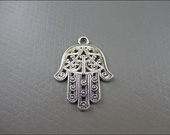 4x pendentifs chaîne main de Fatima porte-bonheur talisman argenté  - A42