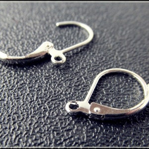 20 or 50 x Silver Earring Lever Back Hoop B10 image 2