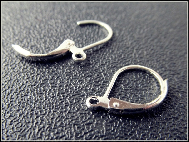 20 or 50 x Silver Earring Lever Back Hoop B10 image 2