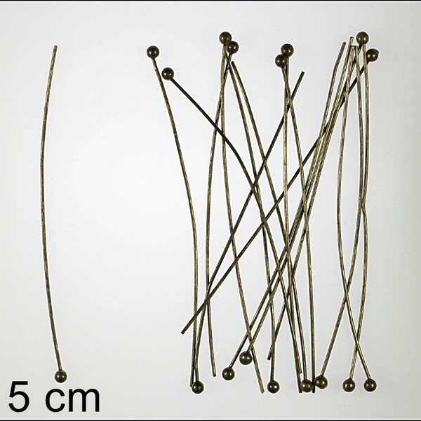 40 or 100 x  Ball Head Pins 2"  50 mm bronze antik S06