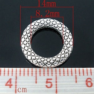 10x silv. closed Jump Rings 14mm ornated s-R1.000G image 2