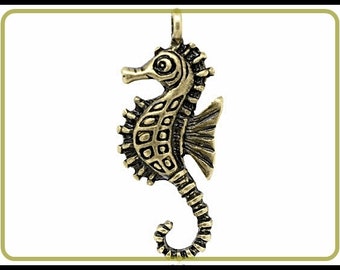 6 x Sea horse Charm Pendant bronze