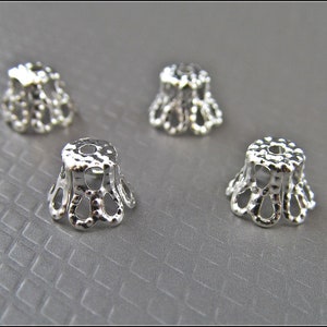 50 or 100 x small silver-plated pearl caps, delicate and flexible - P28