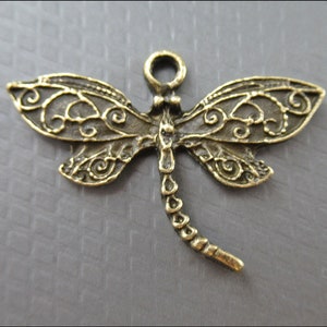 20x Dragonfly Charm Pendant bronze, silver or gold A54 image 2