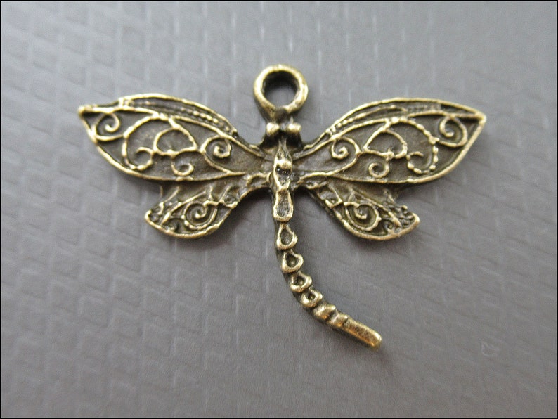 20x Dragonfly Charm Pendant bronze, silver or gold A54 image 2