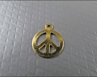 20 x Peace sign with hole, brass, A18