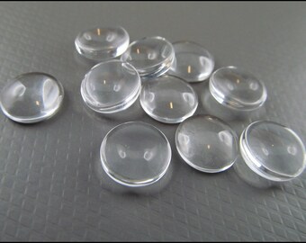 10 x Clear Glass Cabochons Round Ø 12 mm CAB3