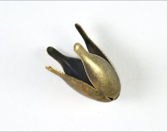 25x or 60x Pretty pearl caps tulips elongated bronze colored, flexible - P13