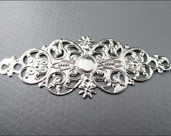 10x beautiful floral silver ornament, flexible elongated - VB16