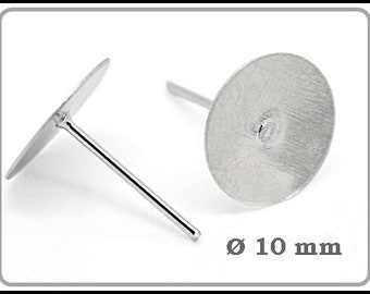 10 x Pendientes de tuerca en tono plateado Placa adhesiva de 10 mm OS-17