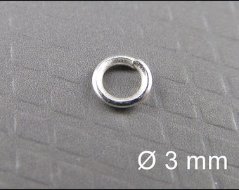50x, 100x or 200x Open silver plated jump rings Ø 3 mm - R301