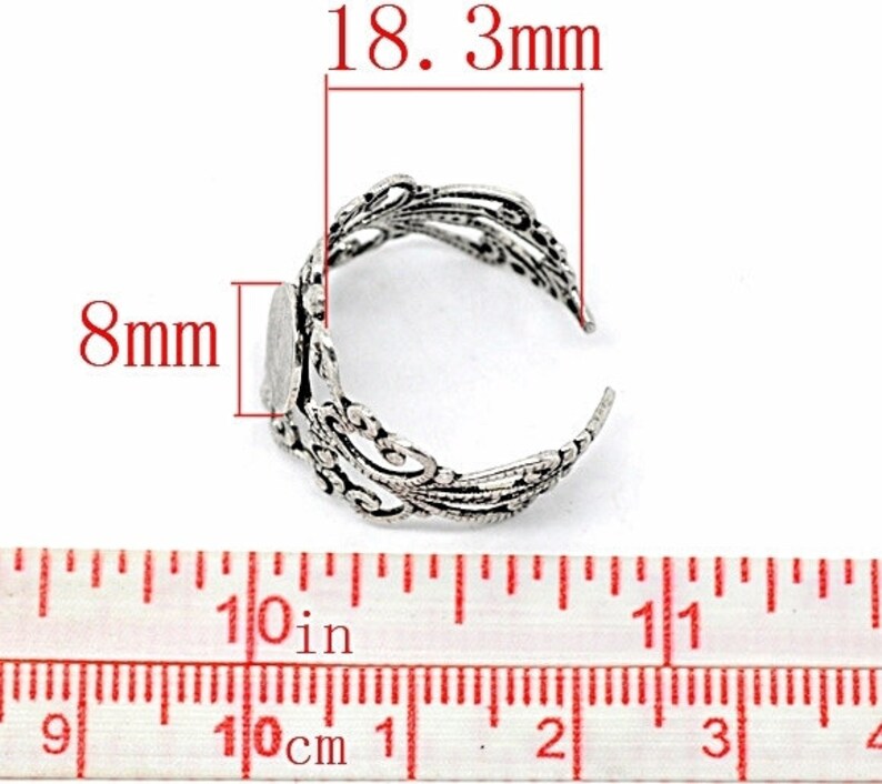 10 x support bague argent obscure RZ13 image 2