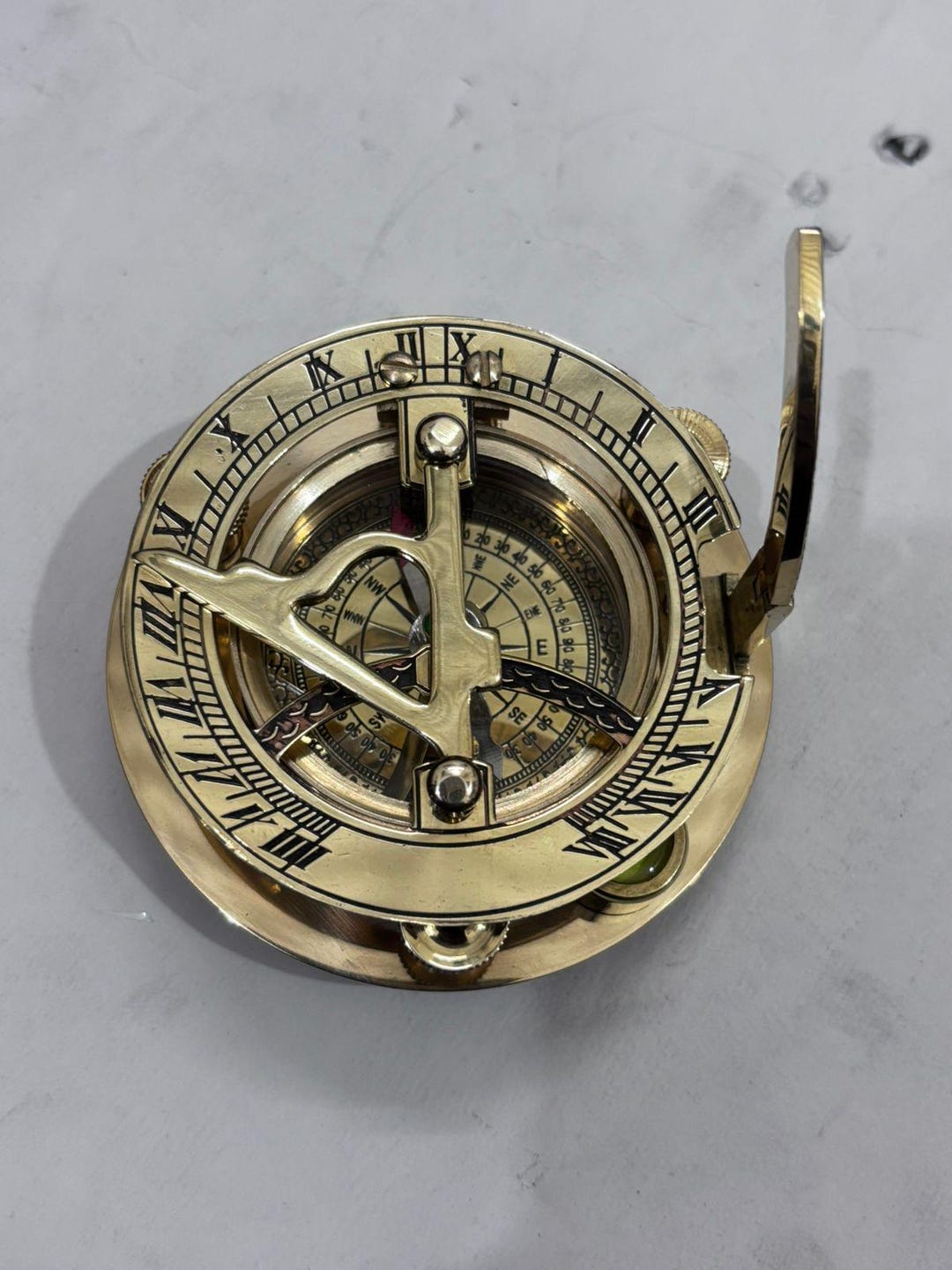 Vintage Brass Sundial Compass With Lid – Antique Roman Numeral Nautical ...