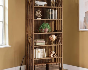 Tall Bookshelf 6 Tier Wooden Bookcase Storage Shelf