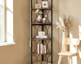 Eckregal 6 Tier Rustikale Bücherregal Aufbewahrungseinheit