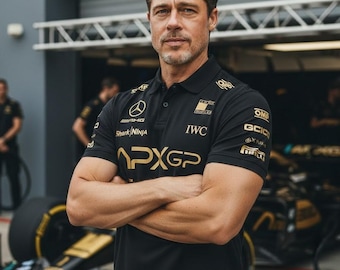 APXG Formula Racing Team Polo Black Gold Motorsport Crew Shirt Official Fan Gift UK