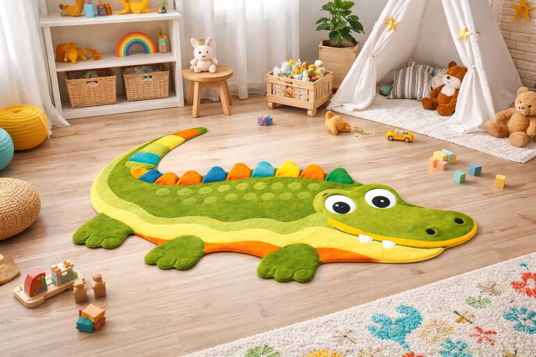 Croods Rug Handmade Crocodile Tufted Rug – Playful Nursery Décor - Etsy