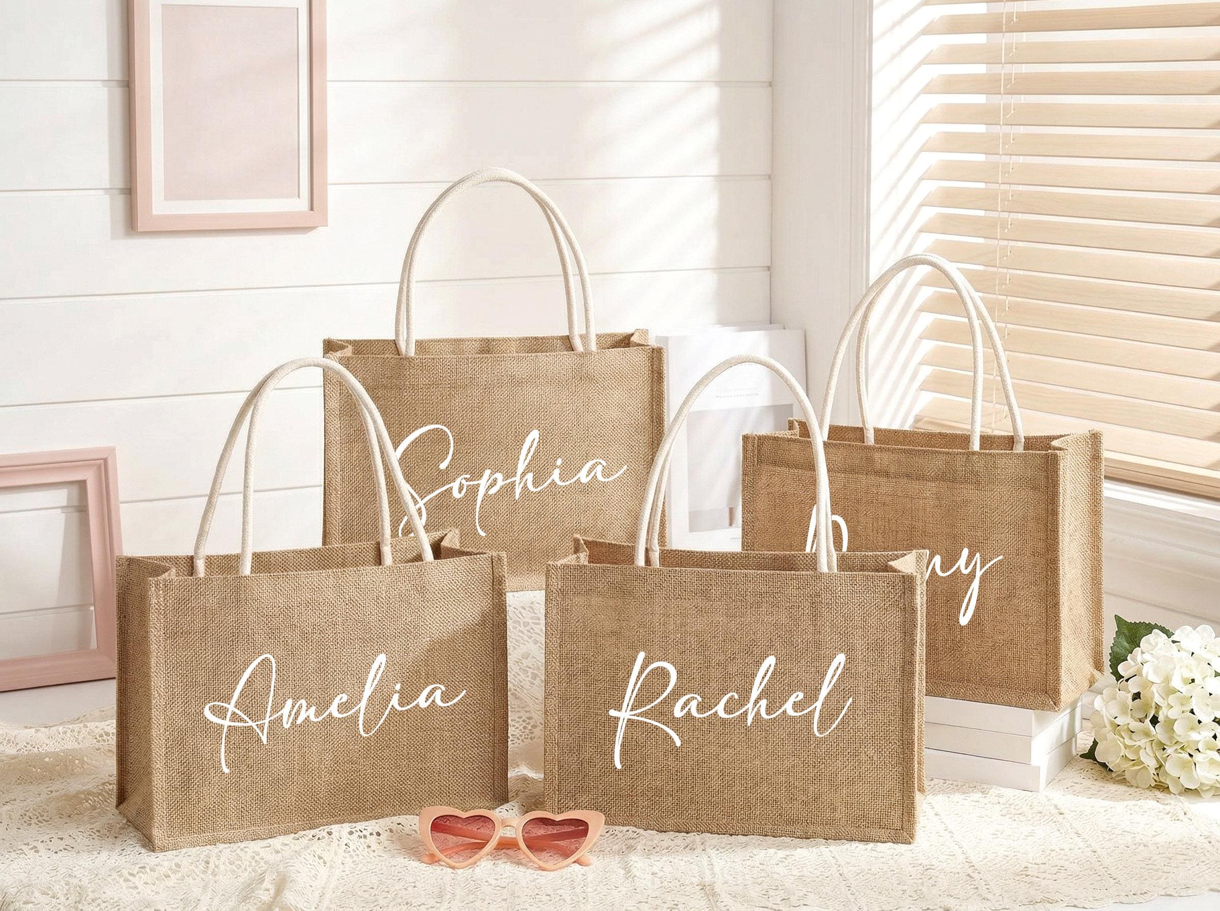 Personalized Jute Burlap Tote Bag: Bridesmaid, Wedding, Bachelorette ...