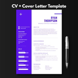 Kreativt CV-mall för CV och personligt brev | Redigerbar Canva-mall (digital nedladdning)